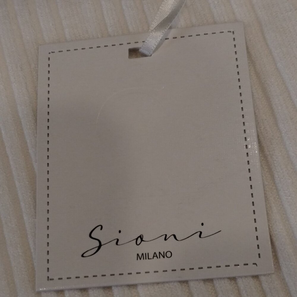 Sioni Milano Ribbed Lace Long Sleeve Mockneck Top Eggshell Size M NWT - Picture 11 of 12